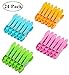 Household Air Drying Clothing Pin Set Colored Spring Clothespins for Laundry Strong Plastic Hanger Clips Pegs 24 Pack