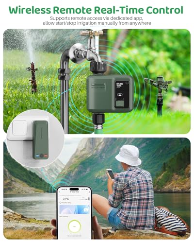 Shirvee RF433 Smart Irrigation Computer and WiFI Automatic Irrigation Programmer Batteries with 1 Outlet for Garden Greenhouse