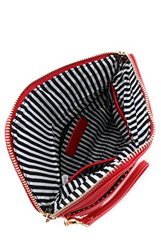 Envelope Wristlet Clutch Crossbody Bag with Chain Strap Red