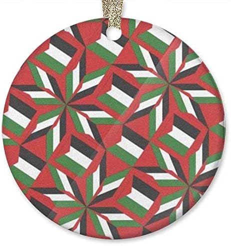 10CIDY Palestine Flag Artascope Flower Ideas 2019 Ornament (Round) Personalized Ceramic Holiday Christmas Tree Ornament