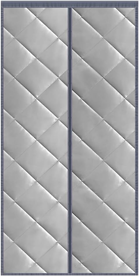 Magnetic Screen Door, Household Soundproof Door Curtains Thermal Bi Folding Doors Automatic Close, for Air Conditioner Heater Room/Kitchen -Gray-110x215CM