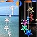 Solar Stars Wind Chimes Outdoor Hanging Decor Waterproof Mobile Portable Color Changing Solar Power LED Star Wind Chime Light for Mom, Home, Patio, Yard, Window, Night Garden Decoration