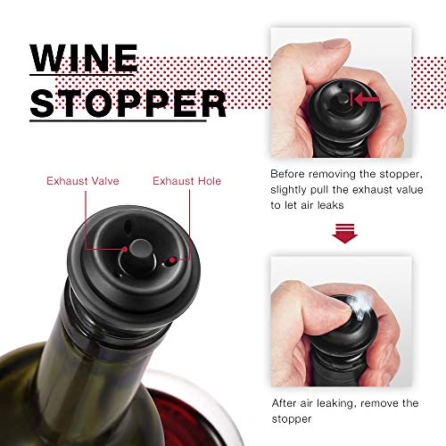 RAGU 4-in-1 Vacuum Wine Stoppers Set with Wine Saver Pump, Wine Opener, Wine Aerator and 4 Beverage Air Bottle Stoppers