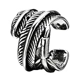 Gloria Trend Vintage Feather Stainless Steel Non Piercing Ear Cuff One Piece