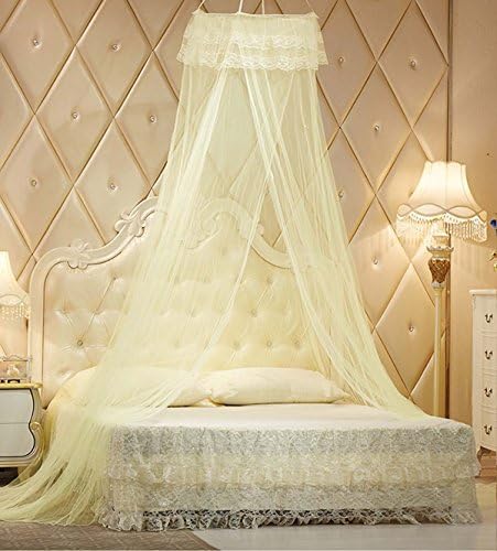 OMGOD Mosquito Nets - King Size Premium Mosquito Net Canopy for Home or Travel, Includes Hanging Kit, Travel Bag, and No Harmful Chemicals. Fits All Beds Up To King Size Yellow