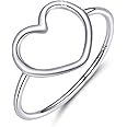 MUNDELL Sterling Silver 925 Simple Minimalist Heart Finger Rings for Women Wedding Engagement Statement Jewelry