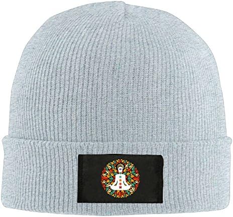 Adult's Flowers and Flowers In The Buddhist World Elastic Knitted Beanie Cap Winter Outdoor Warm Skull Hats One Size Ash