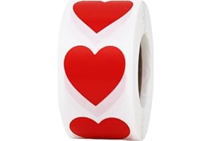 Red Heart Stickers Valentine's Day Crafting Scrapbooking 25 mm 1 Inch 500 Adhesive Stickers