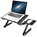 Readaeer Portable Adjustable Foldable Laptop Computer Desk Stand Table with CPU Fans Mouse Pad (Black)