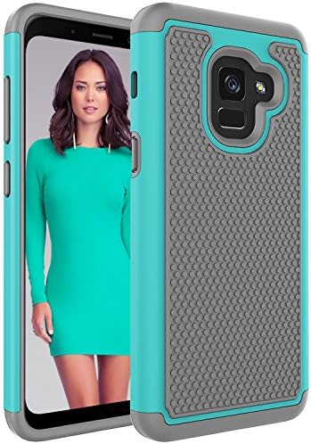 Galaxy A8(2018) Phone Case,iLovey Dual Layer Durable Armor Defender Protective Shock Absorbing With Hybrid Soft Silicone and Hard PC Cover Case for Samsung Galaxy A8(2018) - Emerald