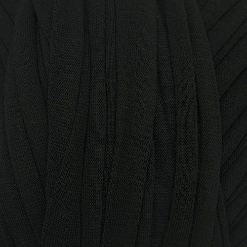 Charmkey Zpagetti T Shirt Yarn Strong Recycled Cotton Blend Ribbon 6 Super Chunky Elastic Knitting Cloth Fabric for Bag Cushion and DIY Crocheting Projects, 1 Skein, 8.82 Ounce (Pirate Black)