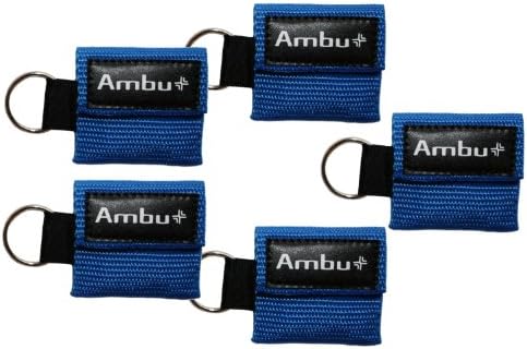 AMBU CB-3021-005-BLU Blue Nylon Res-Cue Key CPR Mask with Mini Keychain Pouch (Pack of 5)