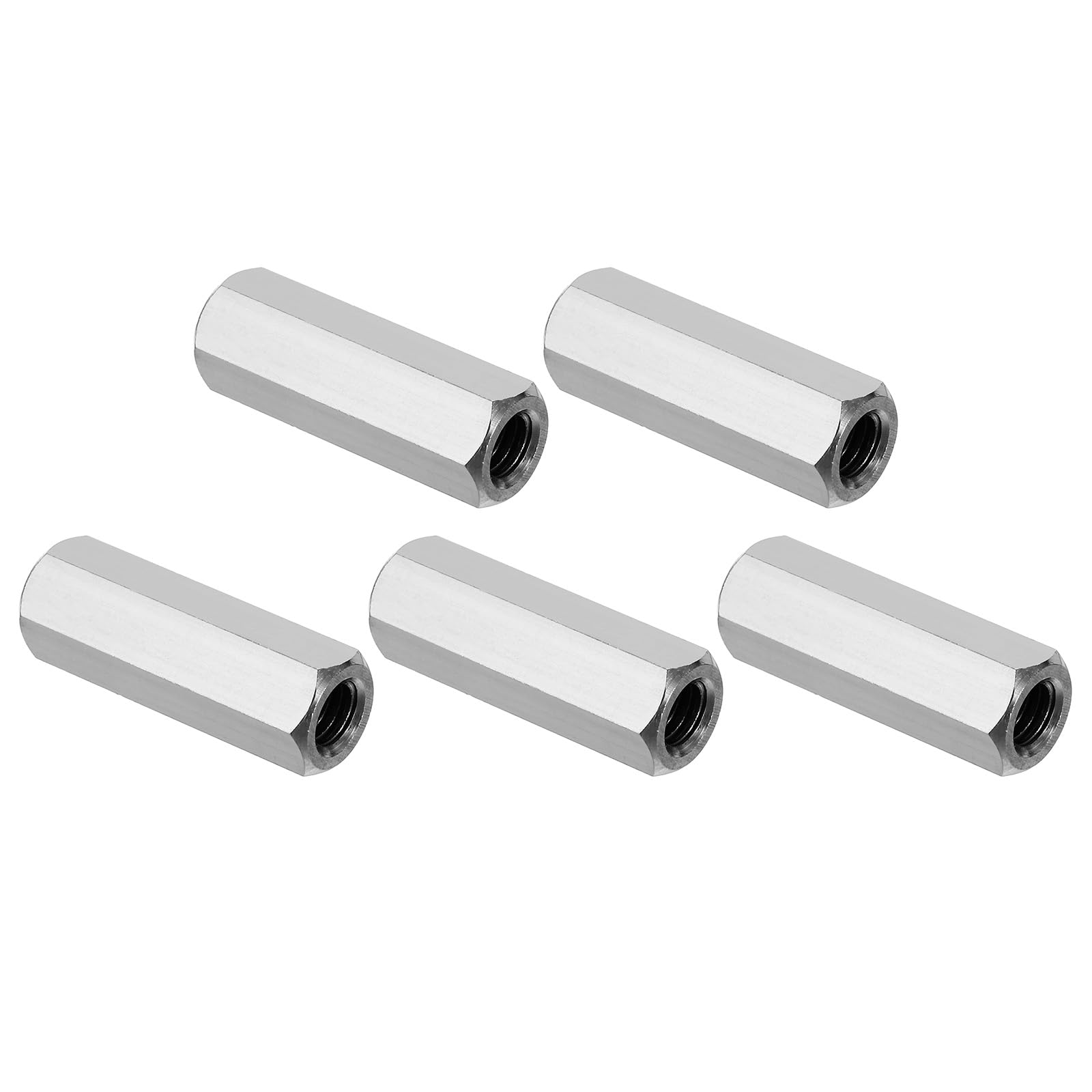 PATIKIL 5/16"-18 UNC 304 Stainless Steel Hex Coupling Nuts, 5Pcs 1.57" Length Fully Threaded Rod Coarse Coupling Nut Studding Connector Fasteners, Silver Tone