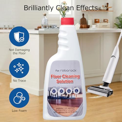 Floor Cleaning Solution Compatible with Roborock Robot Vacuum Cleaner and Mop Cleaner, Deep Cleans Multiple Hard Floors, Suitable for All Robot Vacuum Cleaners with Broom (2
