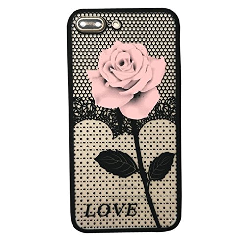 For iPhone 7 Plus Case, HP95(TM) Women Fashion Thin Mesh Rose Heat Dissipation Case Cover For iphone 7 Plus 5.5inch (Pink)
