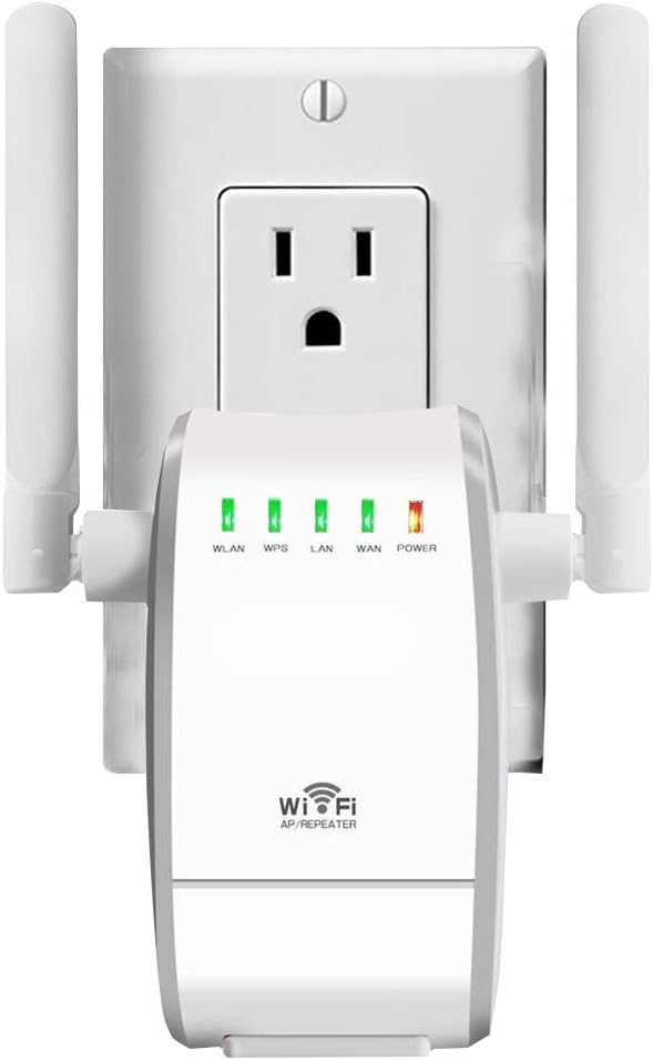 WiFi Range Extender/ 300Mbps Mini WiFi Extender/360 Degree Full Coverage/Wireless Repeater/Internet Signal Booster with External Antennas (White)