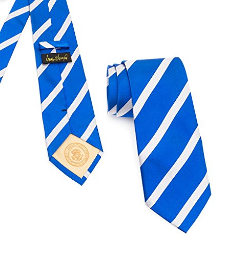 Donald J. Trump Signature Blue Striped Neck Tie with Presidential Seal