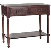 SAFAVIEH Samantha Wood Console Entryway Table, 35.8" Dark Cherry AMH5710D | Console Entryway Table, Pine Engineered Wood, 35.8" Overall, Assembly Required, entryway, hallway, living room