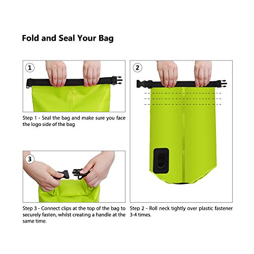 Forbidden Road 5L 10L 15L Waterproof Dry Bag (8 Colors) Dry Sack Roll Top Dry Compression Sack Keeps Gear Dry for Kayaking Boating Camping Canoeing Fishing Skiing Snowboarding (Green, 20L) - Thumbnail 4