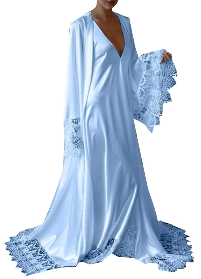 Buy Chenshijiu Womens V Neck Lace Long Sleeve Floor Length Party