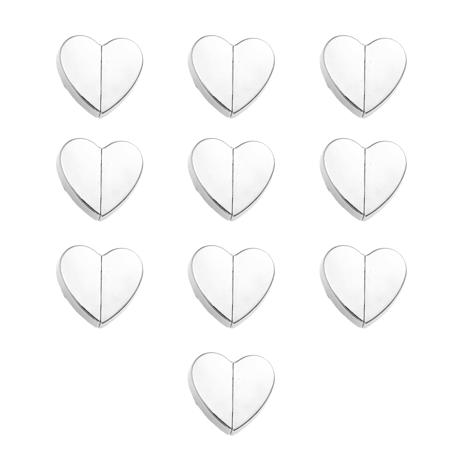 Photo 1 of 10pcs Curtain Magnets Closure, Heart-Shaped Magnetic Curtain Closure Detachable Zinc Alloy Magnetic Drapery Clips for Bedroom Bathroom Office Draperies Prevent Light Leaking (Silver)
