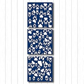 Canvas Wall Art Blue Flowers Pattern Painting Artwork for Home Prints Framed - 12"x12"x3 Panels