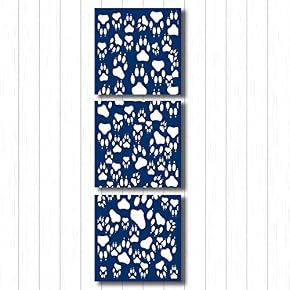 Blue Flowers Pattern Painting Artwork for Home Framed 24 Panels