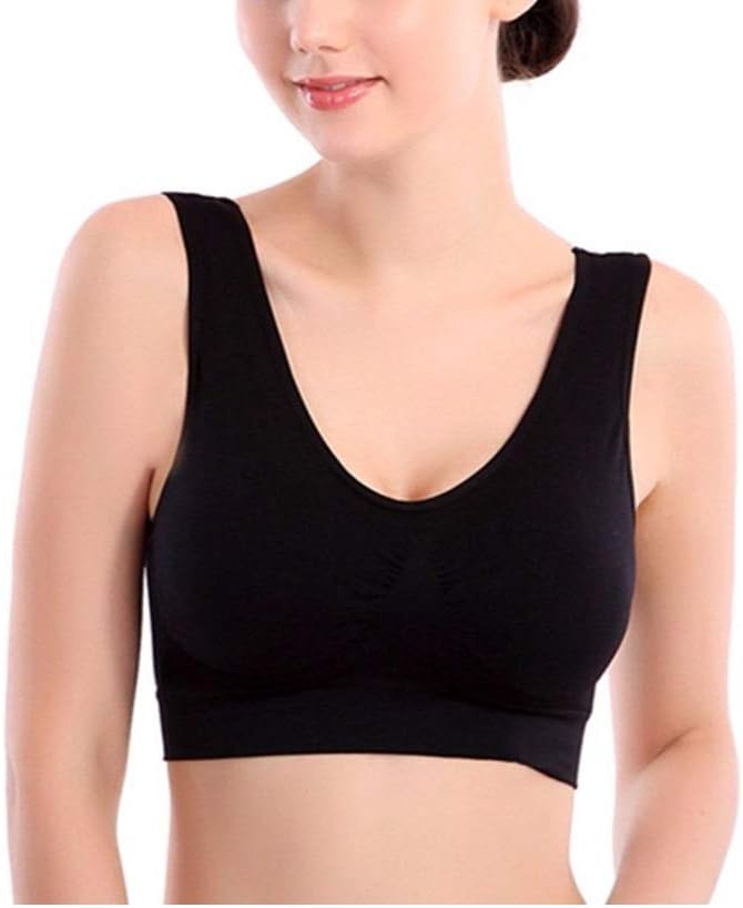 Ritu Creation Women's Synthetic Lightly Padded Non-Wired Sports Bra (Black_Medium)