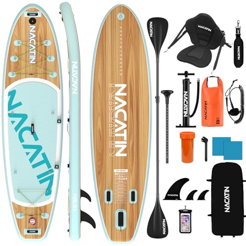 NACATIN Inflatable Stand Up Paddle Board,10'6"Upgrade Version Blow Up Paddle Boards for Adults with Premium SUP Accessories& Backpack,Adjustable Paddle,Camera Mount,Hand Pump, for Lake, River, Yoga