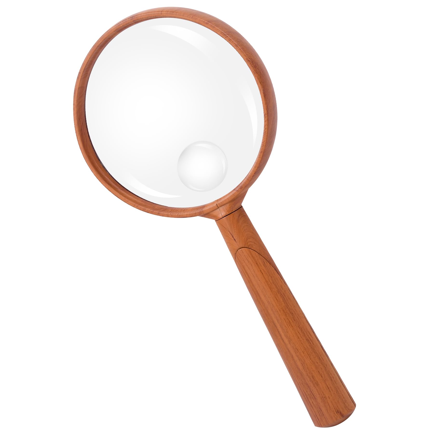 Photo 1 of Feosky Handheld Reading Magnifier, 10X 30X Magnifier, 75mm Shatterproof Lens, Adults Close Work Non-Slip Handle for Seniors Reading and Kids Nature Exploration(Wood Grain)