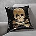 Ashler Halloween Set of 2 Magic Reversible Sequin Mermaid Throw Pillow Covers Skeleton and Bats for Haunted House Decoration 18 x 18 Inches 45 cm x 45 cm
