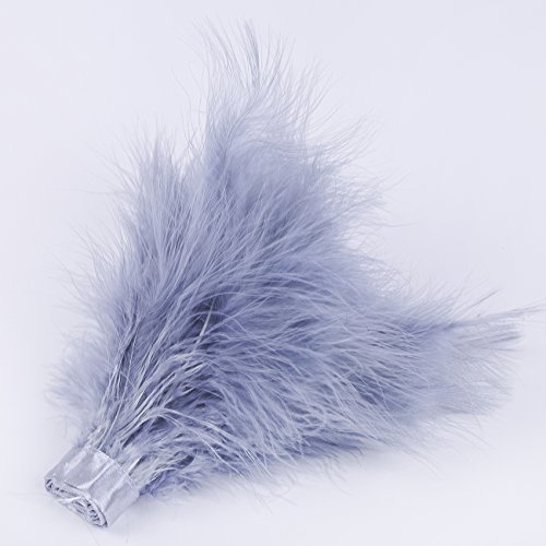 Neotrims REAL Turkey Marabou Feathers Plume Trimming Fringe 15-17cms on Satin Ribbon, 13 Stunning Colours, Home Decor, Apparel Border, Fancy Dress, Costume Grey 30 cms
