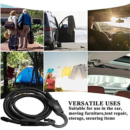 Drhob 2 Pack 59" Adjustable Elastic Bungee Cords Luggage Straps Ropes Belts Clotheslines with Hooks for Car, Motorcycle, Bike, Baggage,Tarp Tie Down,Cargo