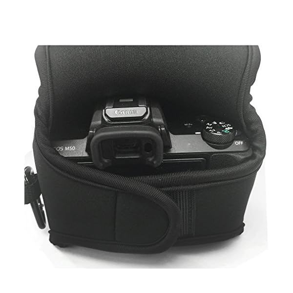 First2savvv schwarz Flexible Neopren DSLR/SLR Kameratasche für Canon EOS M50 M5 (EF-M 15-45 mm Lens) + Reinigungstuch… – Bild 4