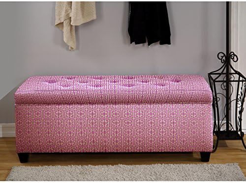 The Sole Secret Pink Tower Button Tufted Shoe Storage Bench, Large