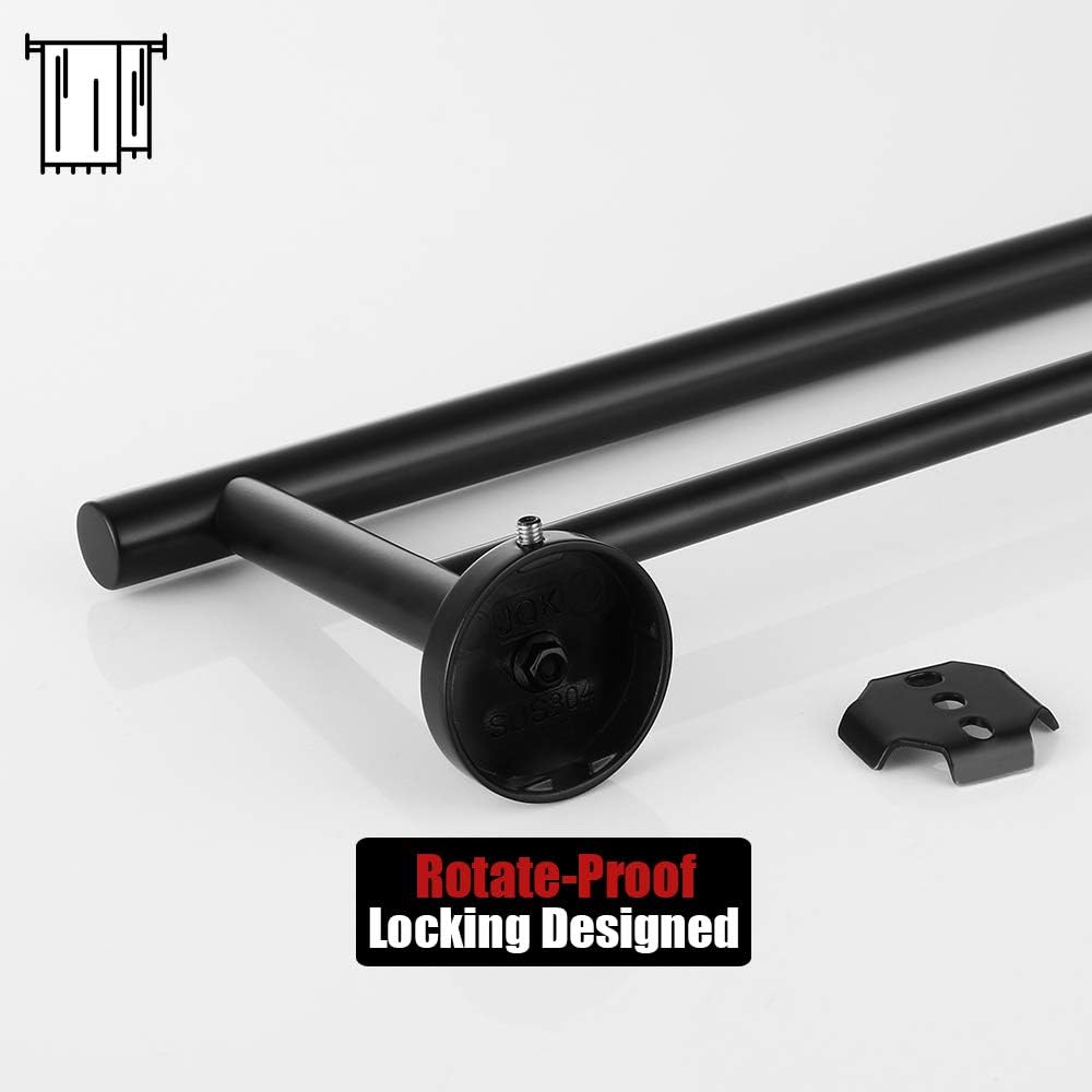 JQK Double Bath Towel Bar, Matte Black 30 Inch Stainless Steel Towel Rack for Bathroom, Towel Holder Wall Mount, 33 in Total Length, TB100L30-PB: Home & Kitchen