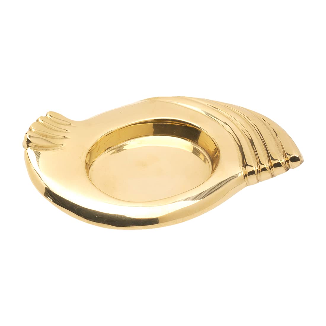 NKlaus candle plate 4,5x6,5cm oval small brass gold massive coaster candle holder 10524