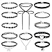 Gotd 12 Pieces Choker Necklace Set Stretch Velvet Classic Gothic Tattoo Lace Choker (Pack of 12)
