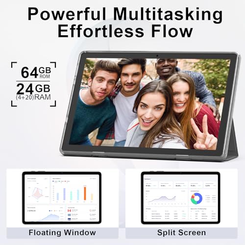 Android 16 Tablet, 10 Inch Tablet with Octa-Core, 24GB RAM 64GB ROM 2TB Expand, Gemini AI, 6000mAh, WiFi, GPS, Dual Camera, BT 5.0, 2 in 1 Tablets PC with Keyboard, Case, Mouse, Stylus (Blue)