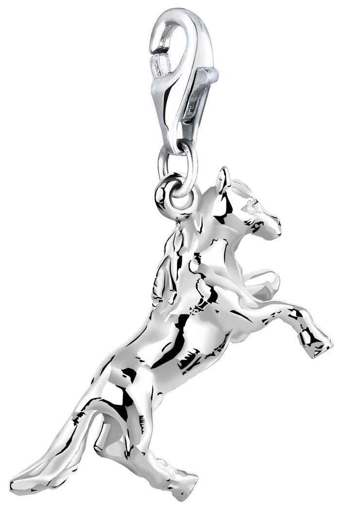 Nenalina Horse Carabiner Charm Pendant for Charm Bracelet 925 Sterling Silver 713183-000, Sterling Silver, No Gemstone