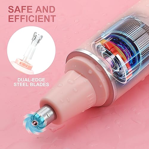 Painless Nose Hair Trimmer for Women Rechargeable 2025 Upgrade Nose Trimmer Ladies Noses Hair Trimmer Dual Edge Blades with IPX7 Waterproof,Powerful Motor,Easy Cleansing,Pink