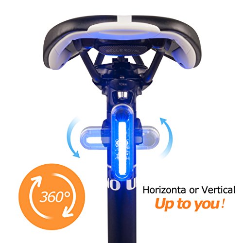 Colorday Ultra Bright Bike Tail Light USB Rechargeable Waterproof Bicycle Rear Light â€“ Easy to Install High Intensity Blue Rear LED Accessories Fits on Any Bikes, Helmets (Blue)