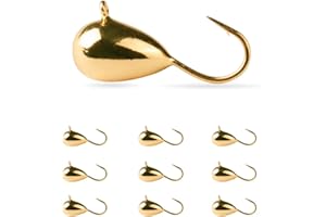 MUUNN 10Pack Tungsten Ice Fishing Jigs, Glow Tungsten Jigs for Panfish Teardrop Ice Jigs Tungsten, 2.7/3.2/4/5/6/7mm