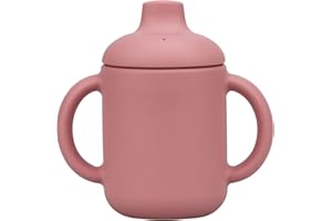 Mintlyfe Baby Sippy Cup, Silicone Trainer Cup Toddler for Boys and Girls, Unbreakable, Spill Proof and Two Handle Learner Cup Sippy Cup for Toddlers, 4oz (Mauve)