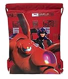 Disney Big Hero 6 Mech Bay Max and Hero Drawstring String Backpack School Sport Gym Tote Bag!- Red