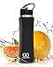 GO Active Insulated Water Bottle with Straw. Stainless Steel Double Wall Sport Bottle Featuring ActiveLock Thermal Vacuum Keeps ice Over 24 Hours! Durable, Portable (ActiveGrip Black, 24 oz)