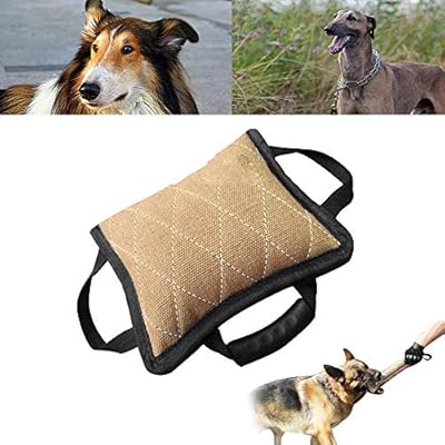 Dog Tug Toy Bite Pillow 3 Handles Jute Bite Pillow Strong Dog