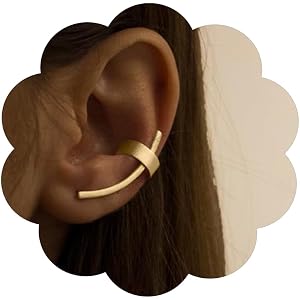 Climber Earring for Women Dainty Gold Filled Hammered Ear Crawler Simple Stylish Long Curved Clip-On Ear Crawler