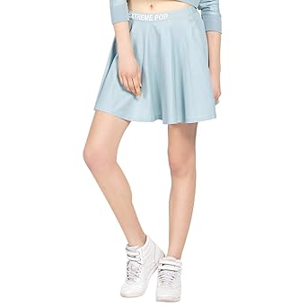 Extreme Pop Damen Kurze Röcke elastische Taille Kleid Mädchen Tennis Rock Skater Stretchy Flared Shorts UK Brand