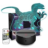 Night Lights for Kids Dinosaur Lamps Kids Night Light 3D Bedside Lamp 7 Colors Change Nightlights Dinosaur Toys with Remote Control Birthday Gifts for Girls Boys Baby (Dinosaur Indoraptor 02)